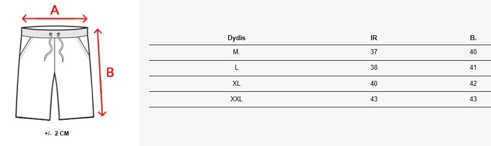 Dydžių lentelė (cm)